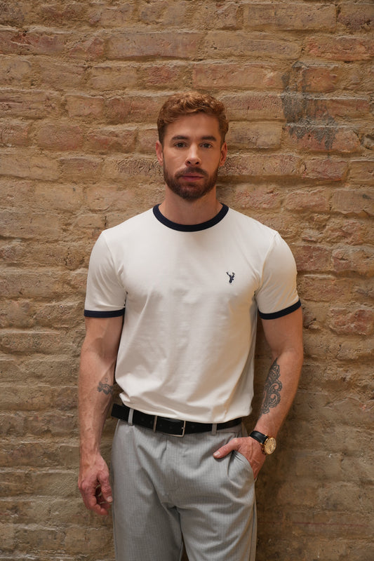 Camiseta Bauhaus Rib Contraste Blanca